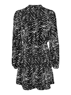 Mille Wrap Kjole - Black Vibrant Zebra - ONLY