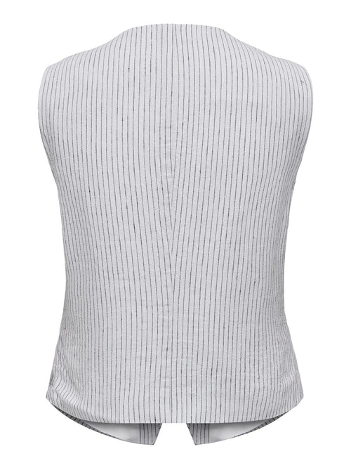 Olga Linen Pinstripe Vest - Bright White - ONLY