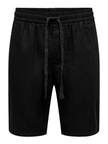 Linus Linen Shorts - Svart