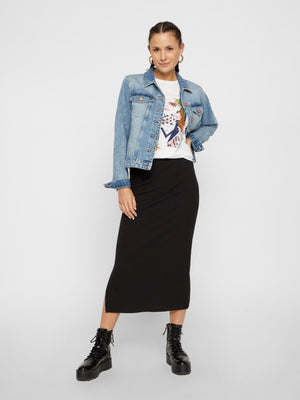 PCKYLIE mw midi skirt - Svart