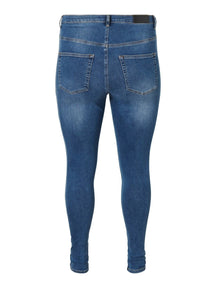 Lora Jeans high waisted (Curve) - Medium blå denim