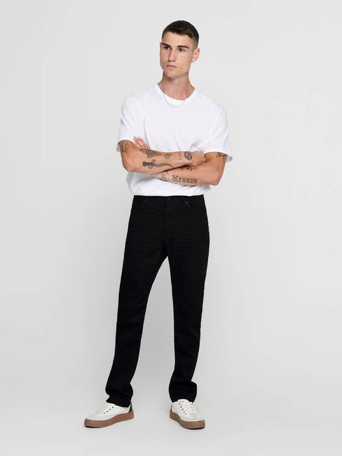 Mike Stretch Jeans - Svart (Bred passform) - Only & Sons