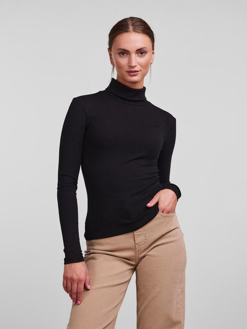 Kitte Rollneck Top - Svart - PIECES