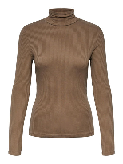Kitte Rollneck Top - Fossil - PIECES 5
