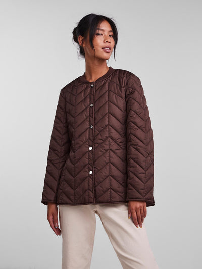 Fawn Short Quilted Jacket - Chicory Coffee - PIECES