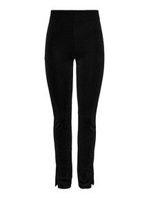 Lina High Waist Slit Pants - Svart