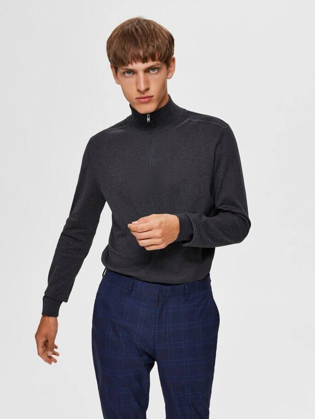 Pima half zip pullover - Mørkegrå