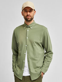 Slim fit skjorte i økologisk Bomull - Grønn