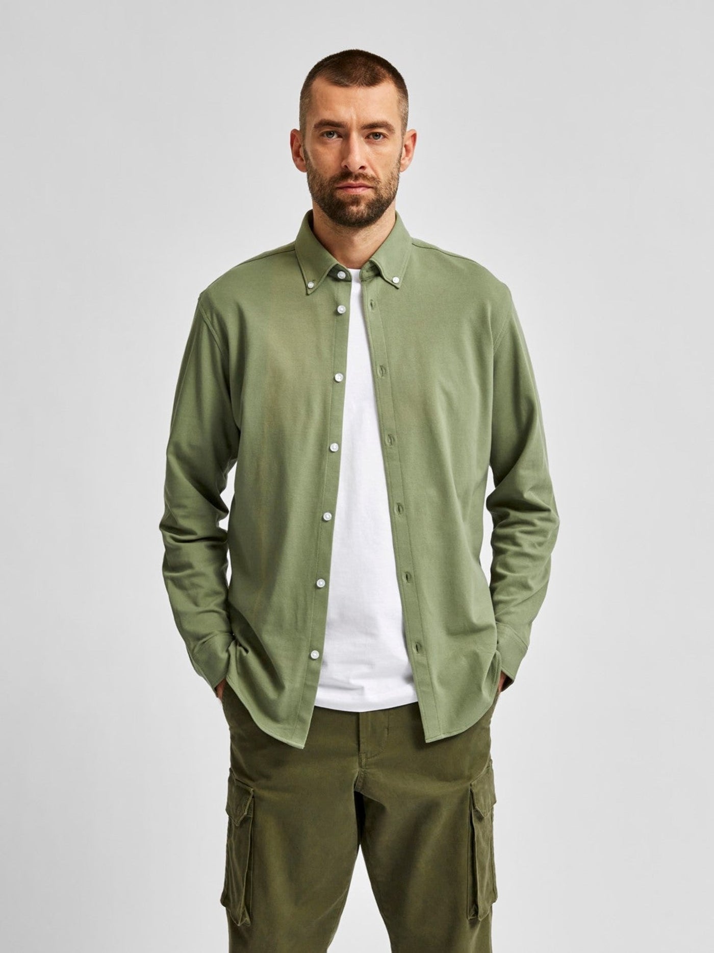 Slim fit skjorte i økologisk Bomull - Grønn - Selected Homme