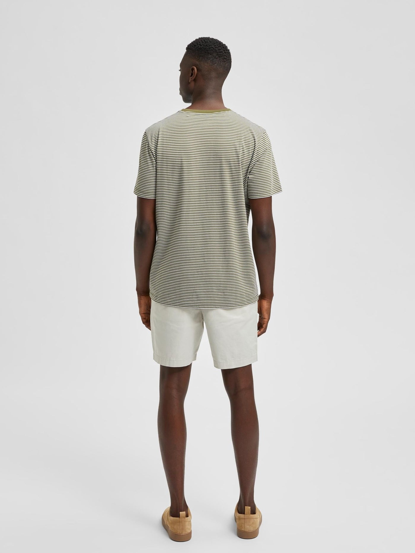 Norman Stripe O-Neck T-shirt - Winter Moss/Lys Hvit - Selected Homme 2