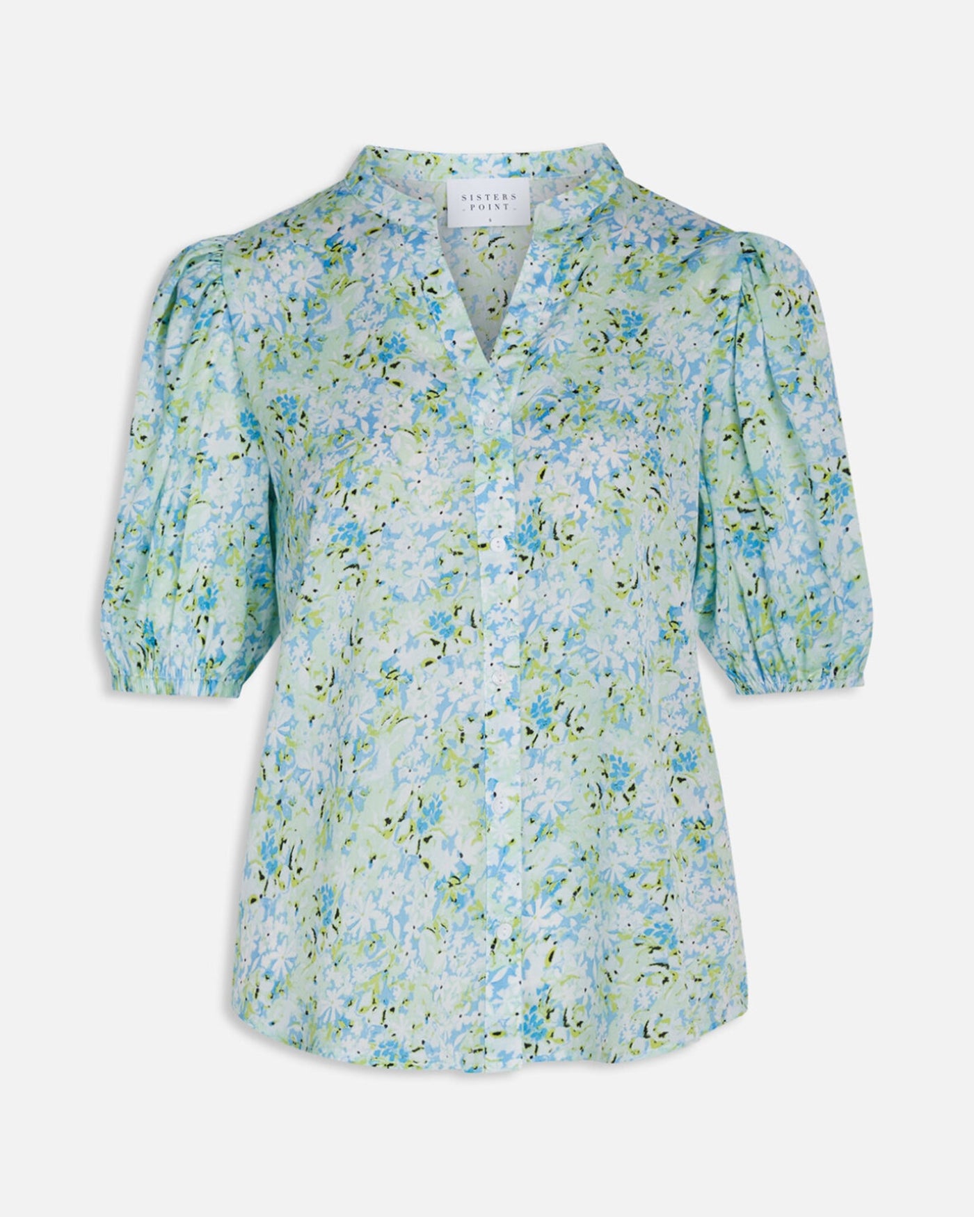 Varia Bluse - Blue/Green Flower - Sisters Point 3