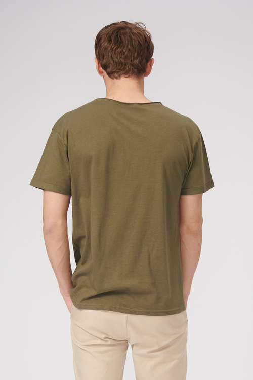 Raw Neck T-shirt - Oliven Grønn - TeeShoppen