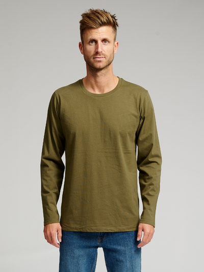 Basic Langermet T-shirt - Armygrønn - TeeShoppen