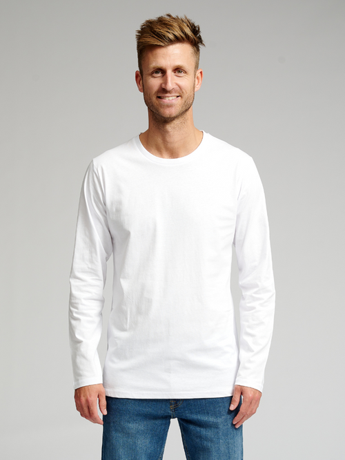 Basic Langermet T-shirt - Hvit - TeeShoppen