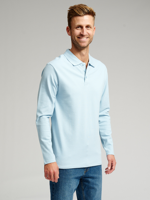 Muscle Langermet Polo Shirt - Lyseblå - TeeShoppen