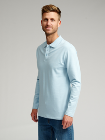 Muscle Langermet Polo Shirt - Lyseblå