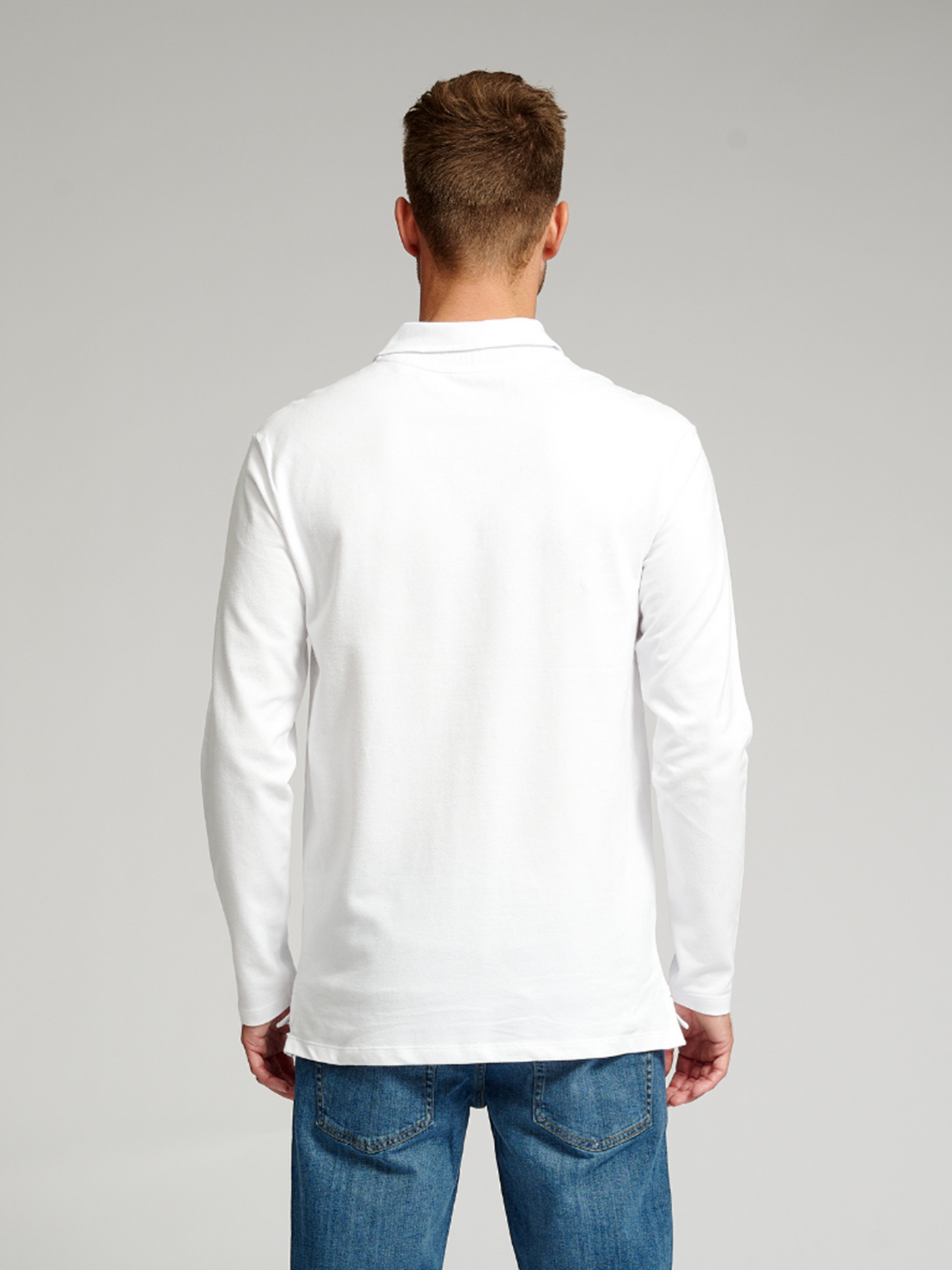 Muscle Langermet Polo Shirt - Hvit - TeeShoppen 4