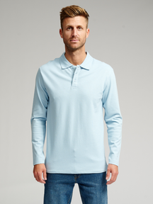 Muscle Langermet Polo Shirt - Lyseblå